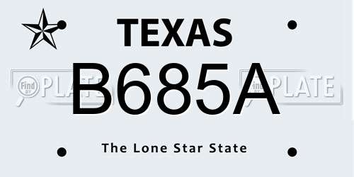 B685A Texas License Plate