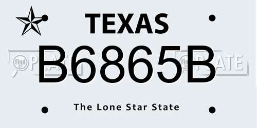 B6865B Texas License Plate