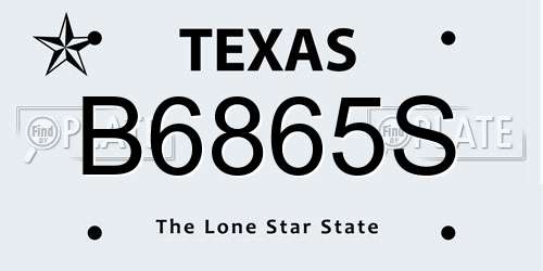 B6865S Texas License Plate