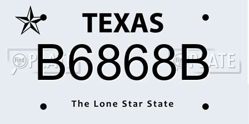 B6868B Texas License Plate