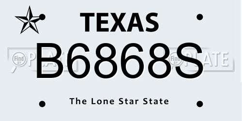 B6868S Texas License Plate