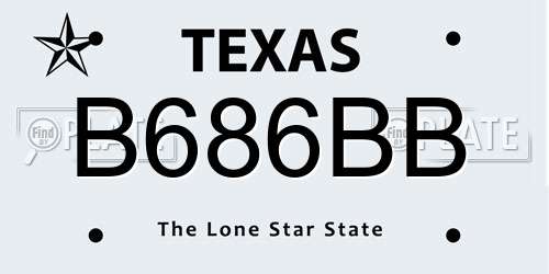 B686BB Texas License Plate