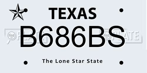 B686BS Texas License Plate