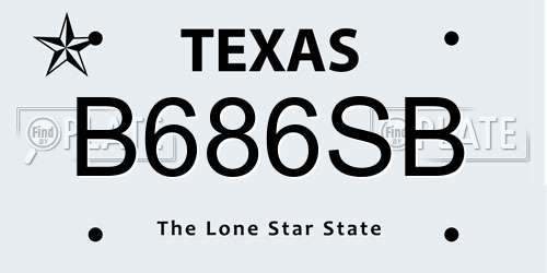 B686SB Texas License Plate
