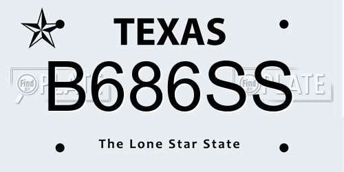 B686SS Texas License Plate