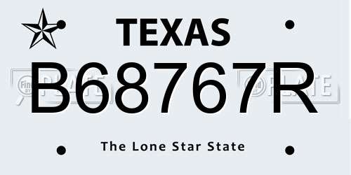 B68767R Texas License Plate
