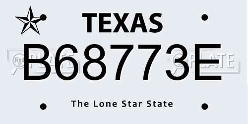 B68773E Texas License Plate