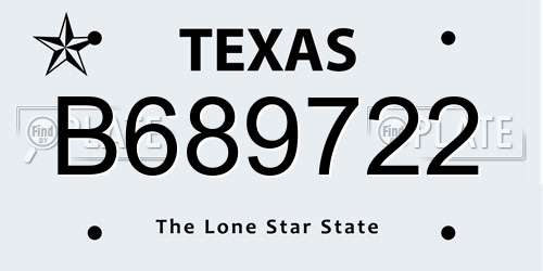 B689722 Texas License Plate