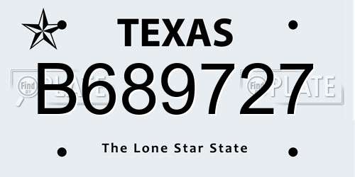 B689727 Texas License Plate