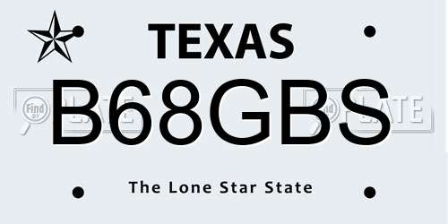 B68GBS Texas License Plate