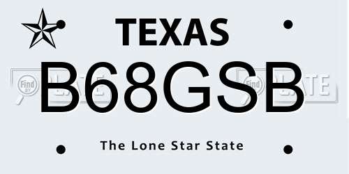 B68GSB Texas License Plate
