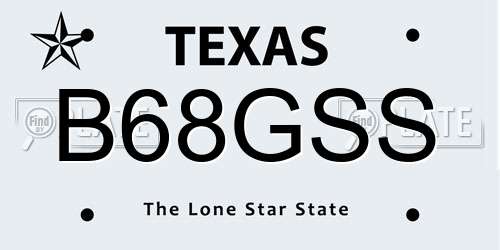 B68GSS Texas License Plate