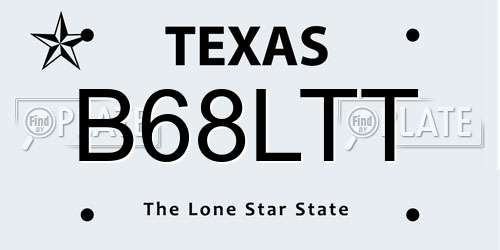 B68LTT Texas License Plate