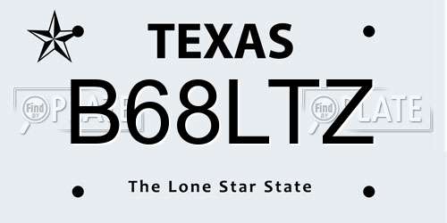 B68LTZ Texas License Plate