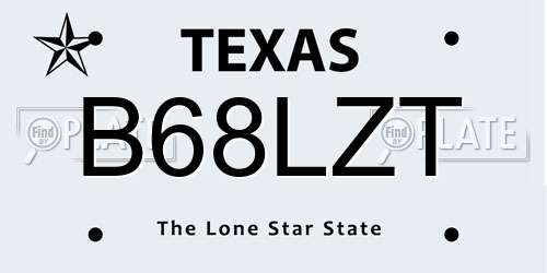 B68LZT Texas License Plate