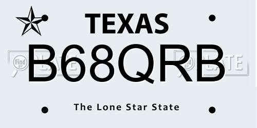 B68QRB Texas License Plate
