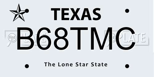B68TMC Texas License Plate