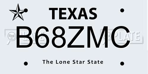 B68ZMC Texas License Plate