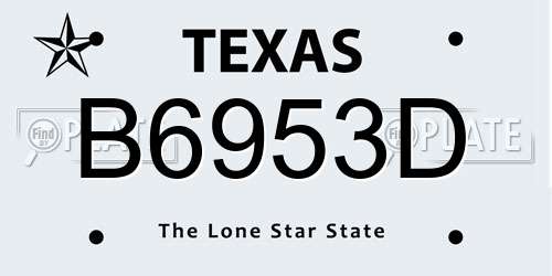 B6953D Texas License Plate