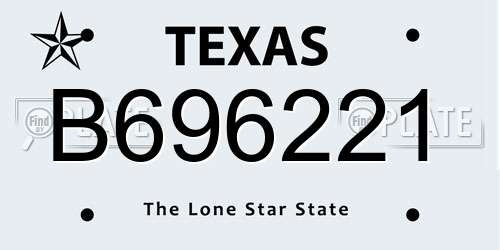 B696221 Texas License Plate