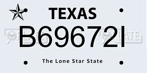 B69672I Texas License Plate