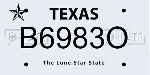 B6983O Texas License Plate