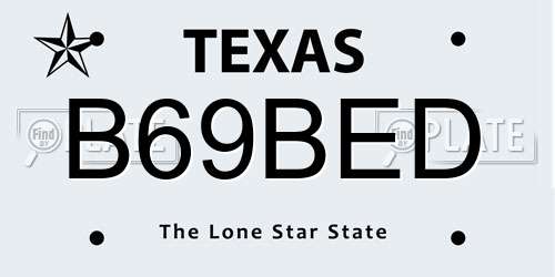 B69BED Texas License Plate