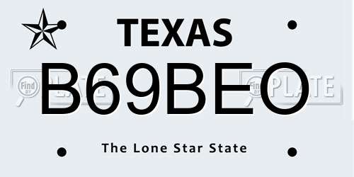 B69BEO Texas License Plate