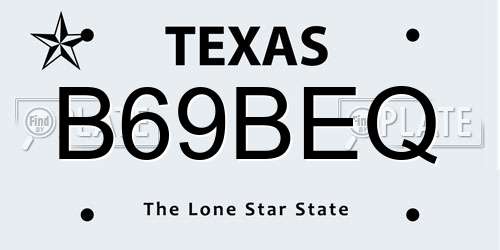 B69BEQ Texas License Plate