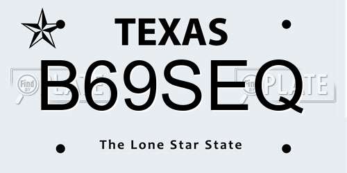B69SEQ Texas License Plate