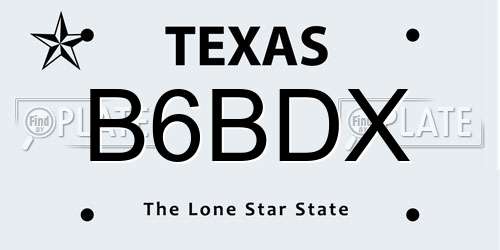 B6BDX Texas License Plate