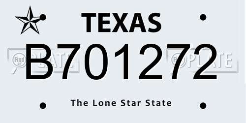 B701272 Texas License Plate