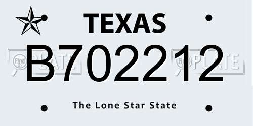 B702212 Texas License Plate