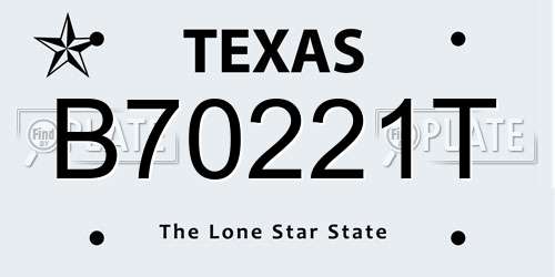 B70221T Texas License Plate