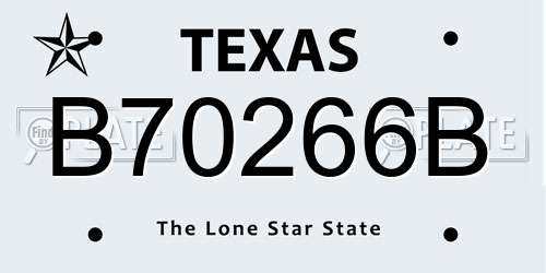 B70266B Texas License Plate