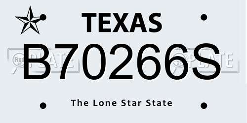 B70266S Texas License Plate
