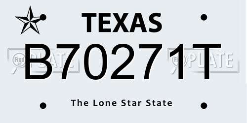 B70271T Texas License Plate