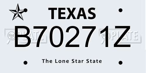 B70271Z Texas License Plate