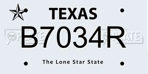 B7034R Texas License Plate