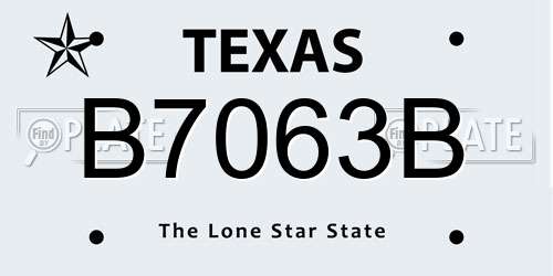 B7063B Texas License Plate