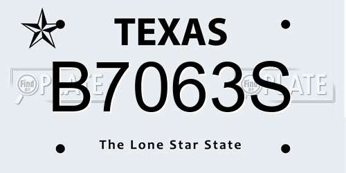 B7063S Texas License Plate