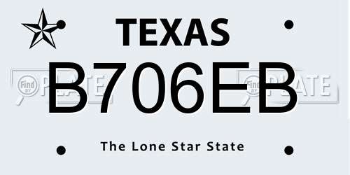 B706EB Texas License Plate