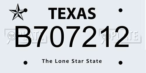 B707212 Texas License Plate