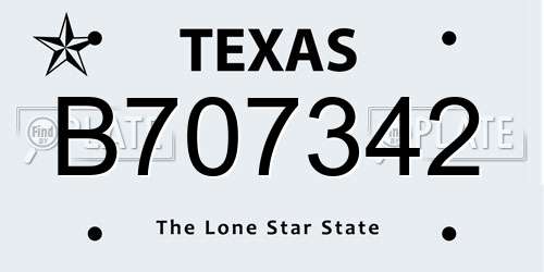 B707342 Texas License Plate