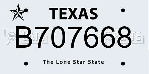 B707668 Texas License Plate