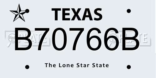 B70766B Texas License Plate