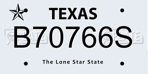 B70766S Texas License Plate