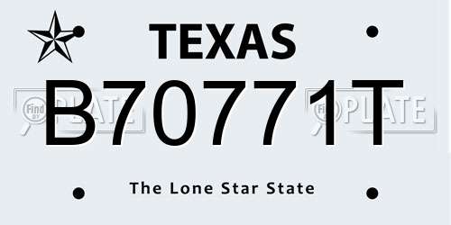B70771T Texas License Plate