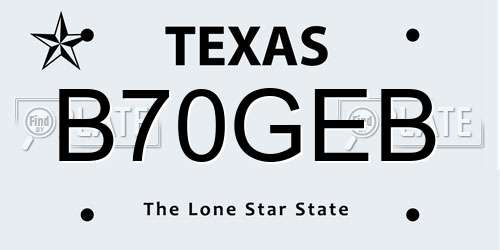 B70GEB Texas License Plate