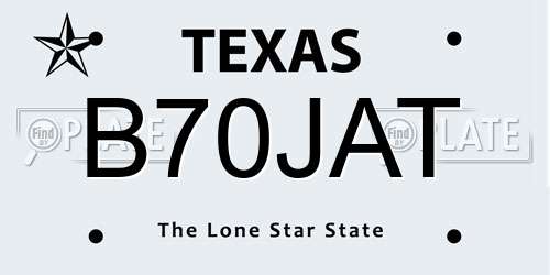 B70JAT Texas License Plate